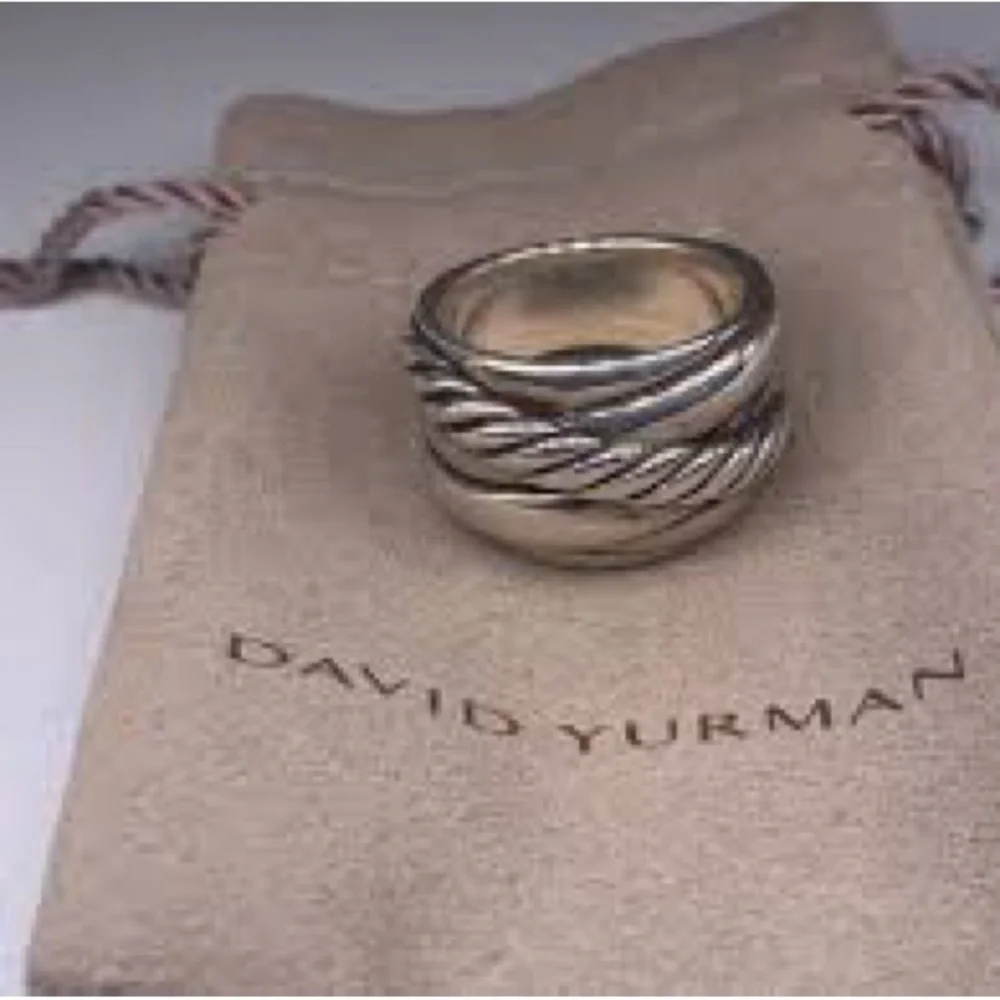 David Yurman sterling silver 15mm wide cross over cable band ring - Picture 8 of 8